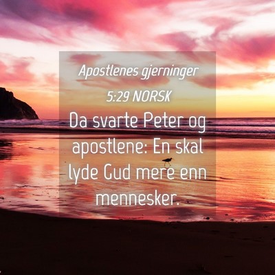 Picture 04 - Apostlenes gjerninger 5:29 NORSK - Da svarte Peter og apostlene: En skal lyde Gud - Bible Verse Picture