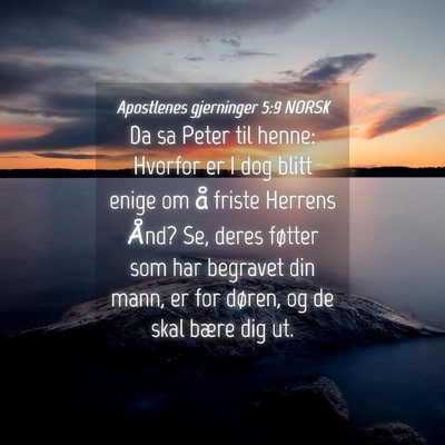 Picture 04 - Apostlenes gjerninger 5:9 NORSK - Da sa Peter til henne: Hvorfor er I dog blitt - Bible Verse Picture