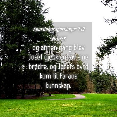Picture 04 - Apostlenes gjerninger 7:13 NORSK - og annen gang blev Josef gjenkjent av sine - Bible Verse Picture