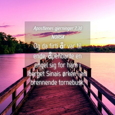 Picture 04 - Apostlenes gjerninger 7:30 NORSK - Og da firti år var til ende, åpenbarte en engel - Bible Verse Picture