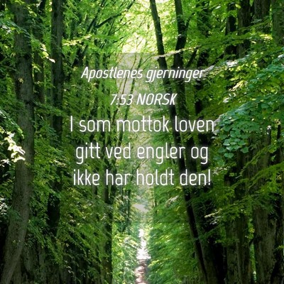 Picture 04 - Apostlenes gjerninger 7:53 NORSK - I som mottok loven gitt ved engler og ikke har - Bible Verse Picture