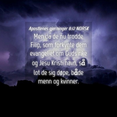 Picture 04 - Apostlenes gjerninger 8:12 NORSK - Men da de nu trodde Filip, som forkynte dem - Bible Verse Picture