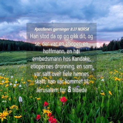 Picture 04 - Apostlenes gjerninger 8:27 NORSK - Han stod da op og gikk dit; og se, der var en - Bible Verse Picture