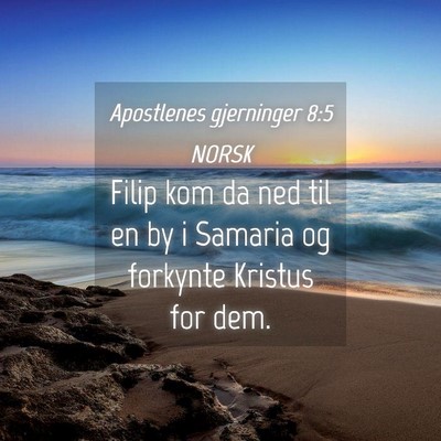 Picture 04 - Apostlenes gjerninger 8:5 NORSK - Filip kom da ned til en by i Samaria og forkynte - Bible Verse Picture