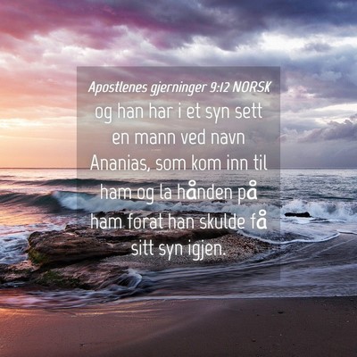 Picture 04 - Apostlenes gjerninger 9:12 NORSK - og han har i et syn sett en mann ved navn - Bible Verse Picture