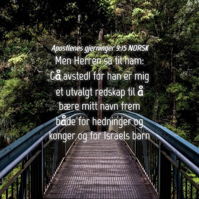 Picture 04 - Apostlenes gjerninger 9:15 NORSK - Men Herren sa til ham: Gå avsted! for han er mig - Bible Verse Picture