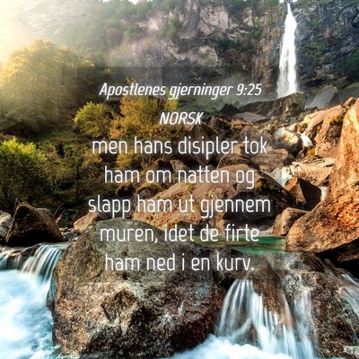 Picture 04 - Apostlenes gjerninger 9:25 NORSK - men hans disipler tok ham om natten og slapp ham - Bible Verse Picture