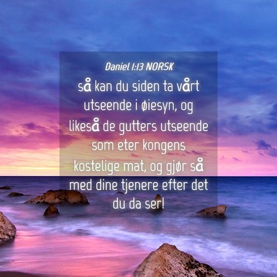 Picture 04 - Daniel 1:13 NORSK - så kan du siden ta vårt utseende i øiesyn, og - Bible Verse Picture