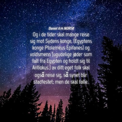 Picture 04 - Daniel 11:14 NORSK - Og i de tider skal mange reise sig mot Sydens - Bible Verse Picture