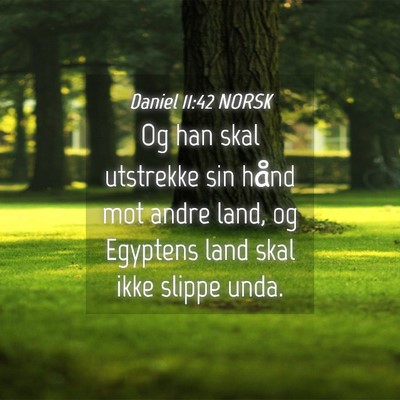 Picture 04 - Daniel 11:42 NORSK - Og han skal utstrekke sin hånd mot andre land, - Bible Verse Picture