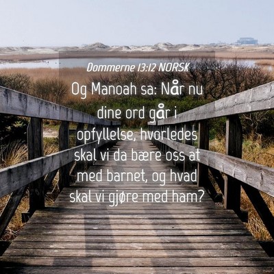Picture 04 - Dommerne 13:12 NORSK - Og Manoah sa: Når nu dine ord går i opfyllelse, - Bible Verse Picture