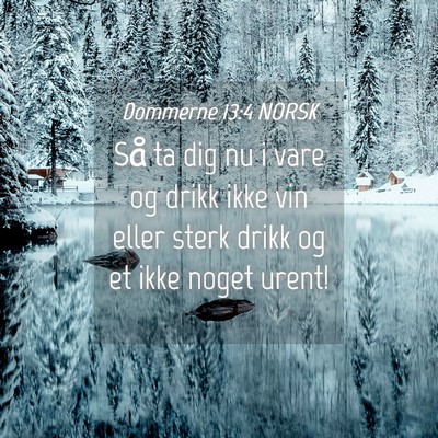Picture 04 - Dommerne 13:4 NORSK - Så ta dig nu i vare og drikk ikke vin eller - Bible Verse Picture