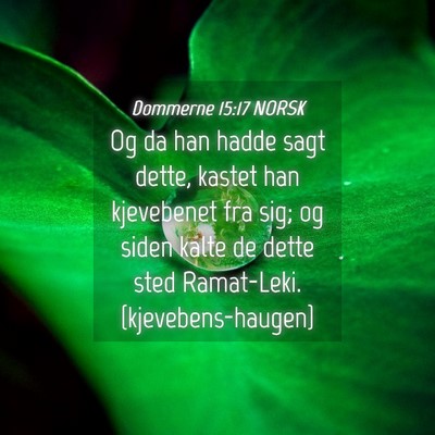 Picture 04 - Dommerne 15:17 NORSK - Og da han hadde sagt dette, kastet han kjevebenet - Bible Verse Picture