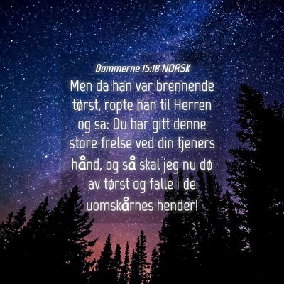 Picture 04 - Dommerne 15:18 NORSK - Men da han var brennende tørst, ropte han til - Bible Verse Picture