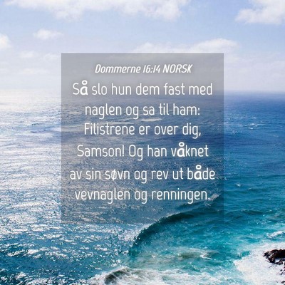Picture 04 - Dommerne 16:14 NORSK - Så slo hun dem fast med naglen og sa til ham: - Bible Verse Picture