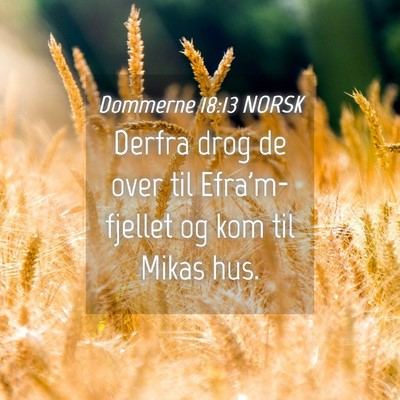 Picture 04 - Dommerne 18:13 NORSK - Derfra drog de over til Efra'm-fjellet og kom til - Bible Verse Picture
