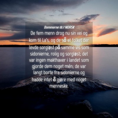 Picture 04 - Dommerne 18:7 NORSK - De fem menn drog nu sin vei og kom til La's, og - Bible Verse Picture