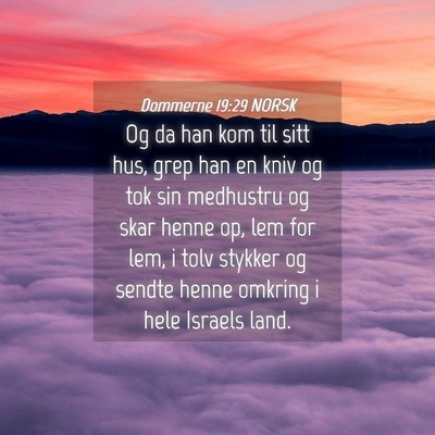 Picture 04 - Dommerne 19:29 NORSK - Og da han kom til sitt hus, grep han en kniv og - Bible Verse Picture