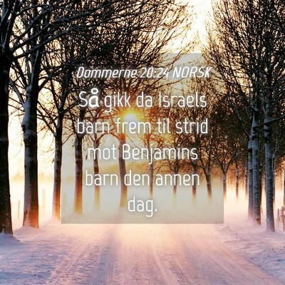 Picture 04 - Dommerne 20:24 NORSK - Så gikk da Israels barn frem til strid mot - Bible Verse Picture