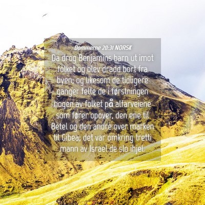 Picture 04 - Dommerne 20:31 NORSK - Da drog Benjamins barn ut imot folket og blev - Bible Verse Picture