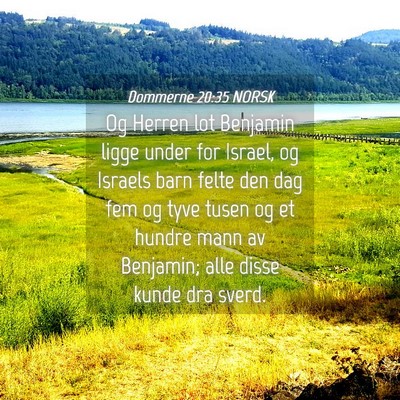 Picture 04 - Dommerne 20:35 NORSK - Og Herren lot Benjamin ligge under for Israel, og - Bible Verse Picture