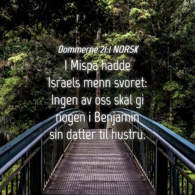 Picture 04 - Dommerne 21:1 NORSK - I Mispa hadde Israels menn svoret: Ingen av oss - Bible Verse Picture