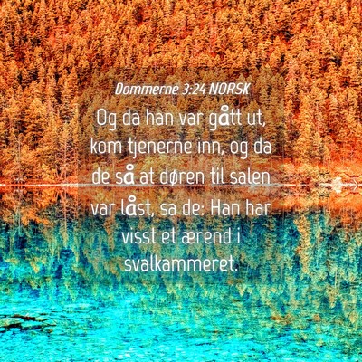 Picture 04 - Dommerne 3:24 NORSK - Og da han var gått ut, kom tjenerne inn, og da - Bible Verse Picture