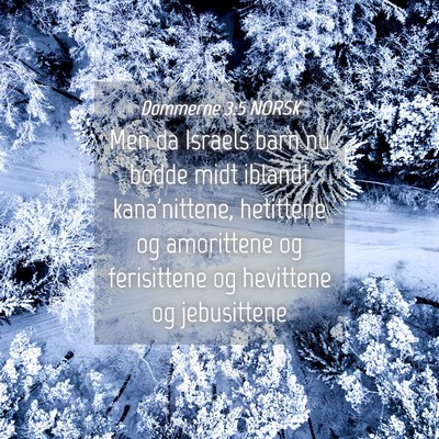 Picture 04 - Dommerne 3:5 NORSK - Men da Israels barn nu bodde midt iblandt - Bible Verse Picture