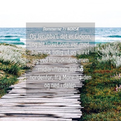 Picture 04 - Dommerne 7:1 NORSK - Og Jerubba'l, det er Gideon, og alt folket som - Bible Verse Picture