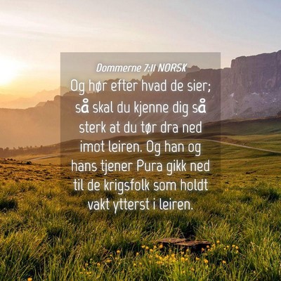 Picture 04 - Dommerne 7:11 NORSK - Og hør efter hvad de sier; så skal du kjenne - Bible Verse Picture