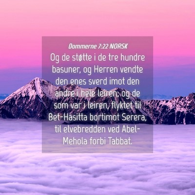 Picture 04 - Dommerne 7:22 NORSK - Og de støtte i de tre hundre basuner, og Herren - Bible Verse Picture