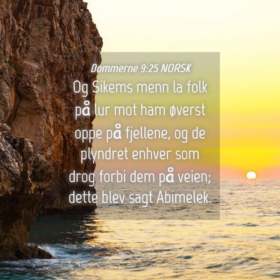 Picture 04 - Dommerne 9:25 NORSK - Og Sikems menn la folk på lur mot ham øverst - Bible Verse Picture