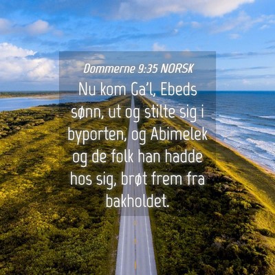 Picture 04 - Dommerne 9:35 NORSK - Nu kom Ga'l, Ebeds sønn, ut og stilte sig i - Bible Verse Picture