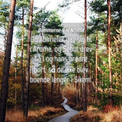 Picture 04 - Dommerne 9:41 NORSK - Og Abimelek gav sig til i Aruma, og Sebul drev - Bible Verse Picture