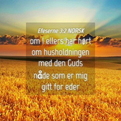 Picture 04 - Efeserne 3:2 NORSK - om I ellers har hørt om husholdningen med den - Bible Verse Picture