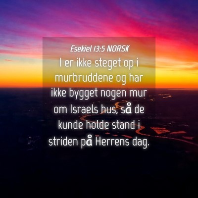 Picture 04 - Esekiel 13:5 NORSK - I er ikke steget op i murbruddene og har ikke - Bible Verse Picture