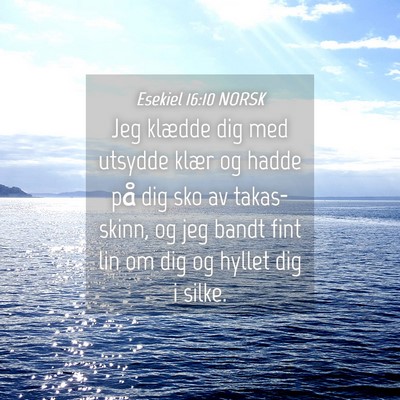 Picture 04 - Esekiel 16:10 NORSK - Jeg klædde dig med utsydde klær og hadde på - Bible Verse Picture