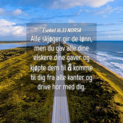 Picture 04 - Esekiel 16:33 NORSK - Alle skjøger gir de lønn, men du gav alle dine - Bible Verse Picture