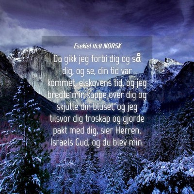 Picture 04 - Esekiel 16:8 NORSK - Da gikk jeg forbi dig og så dig, og se, din tid - Bible Verse Picture
