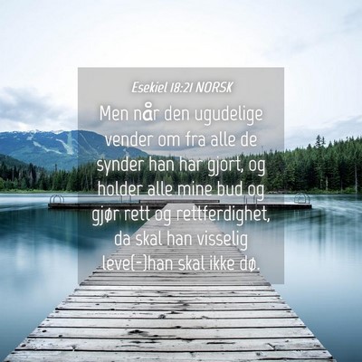 Picture 04 - Esekiel 18:21 NORSK - Men når den ugudelige vender om fra alle de - Bible Verse Picture