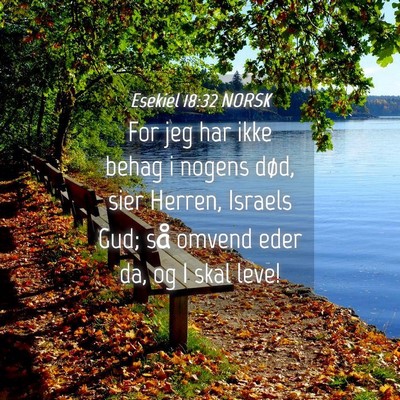 Picture 04 - Esekiel 18:32 NORSK - For jeg har ikke behag i nogens død, sier - Bible Verse Picture