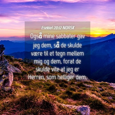 Picture 04 - Esekiel 20:12 NORSK - Også mine sabbater gav jeg dem, så de skulde - Bible Verse Picture