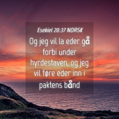 Picture 04 - Esekiel 20:37 NORSK - Og jeg vil la eder gå forbi under hyrdestaven, - Bible Verse Picture
