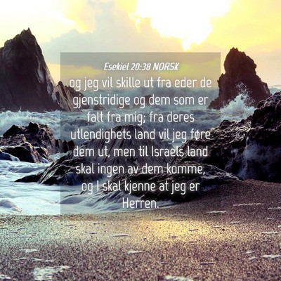 Picture 04 - Esekiel 20:38 NORSK - og jeg vil skille ut fra eder de gjenstridige og - Bible Verse Picture
