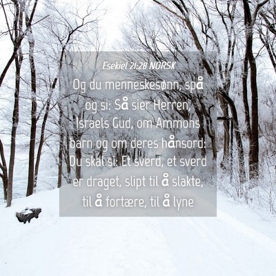 Picture 04 - Esekiel 21:28 NORSK - Og du menneskesønn, spå og si: Så sier Herren, - Bible Verse Picture