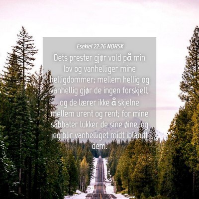 Picture 04 - Esekiel 22:26 NORSK - Dets prester gjør vold på min lov og - Bible Verse Picture