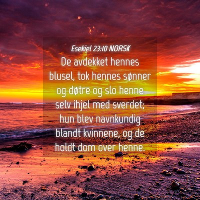 Picture 04 - Esekiel 23:10 NORSK - De avdekket hennes blusel, tok hennes sønner og - Bible Verse Picture