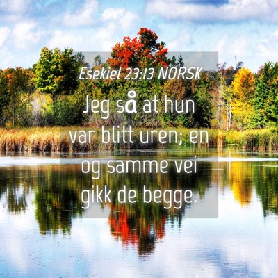 Picture 04 - Esekiel 23:13 NORSK - Jeg så at hun var blitt uren; en og samme vei - Bible Verse Picture