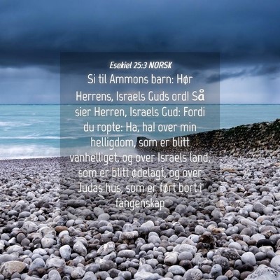 Picture 04 - Esekiel 25:3 NORSK - Si til Ammons barn: Hør Herrens, Israels Guds - Bible Verse Picture