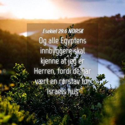 Picture 04 - Esekiel 29:6 NORSK - Og alle Egyptens innbyggere skal kjenne at jeg er - Bible Verse Picture